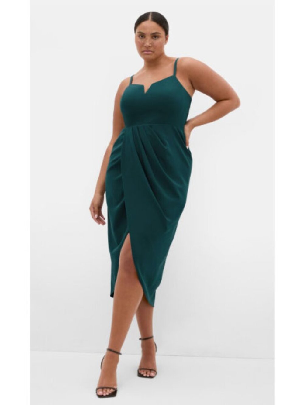 NWT, City Chic Sassy Tulip Midi Dress, Emerald, Size M (18) Plus